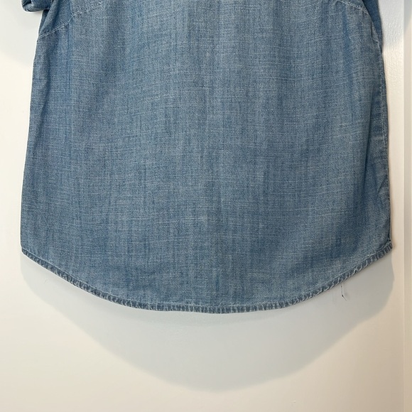 J. Crew ombré Blue 100% cotton Cuffed Sleeve Mandarin Collar Blouse size small. - Picture 4 of 7